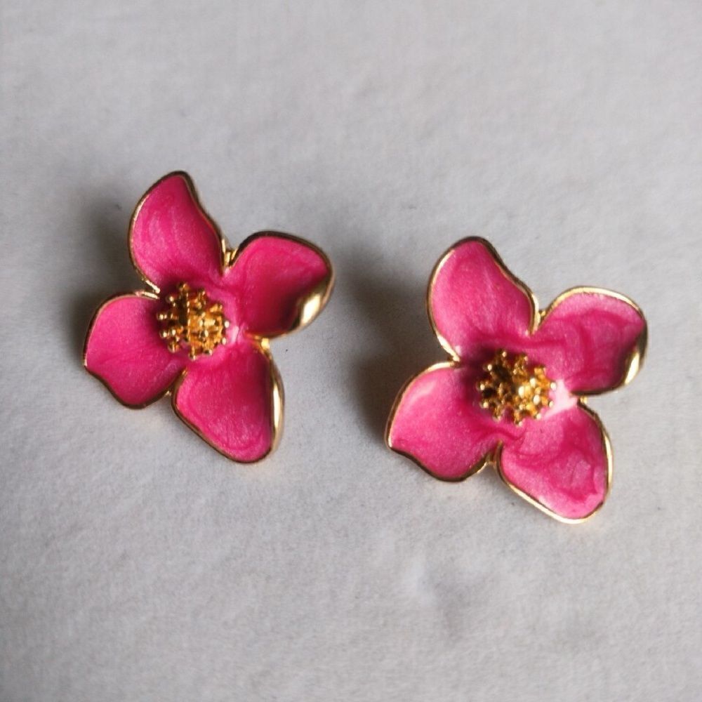Pink flower earrings N1094